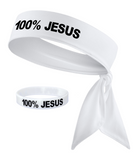 White Headband + White Wristband